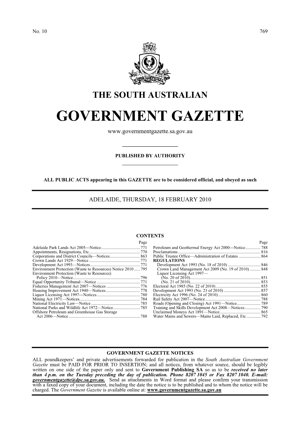 The South Australian Government Gazette