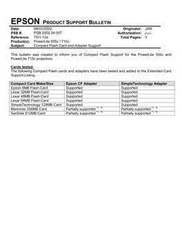 Epson Product Support Bulletin