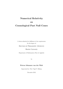 Numerical Relativity on Cosmological Past Null Cones
