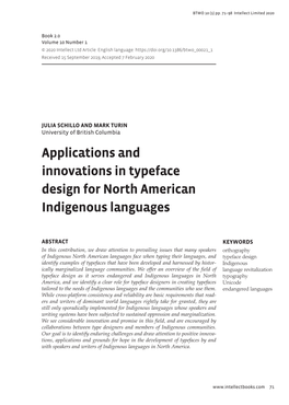 Applications and Innovations in Typeface Design for North American Indigenous Languages