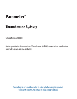 Thromboxane B2 Assay Parameter