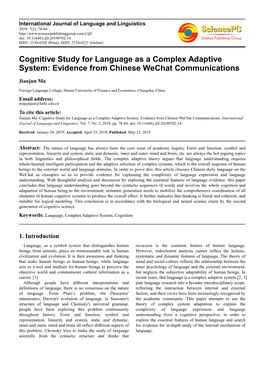 Cognitive Study for Language As a Complex Adaptive System: Evidence from Chinese Wechat Communications