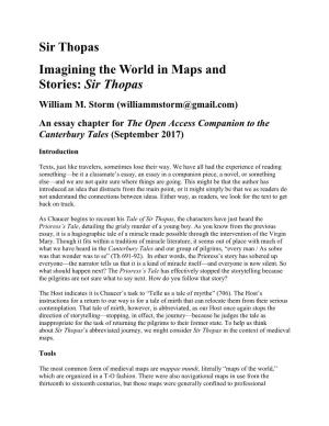 Sir Thopas Imagining the World in Maps and Stories: Sir Thopas William M