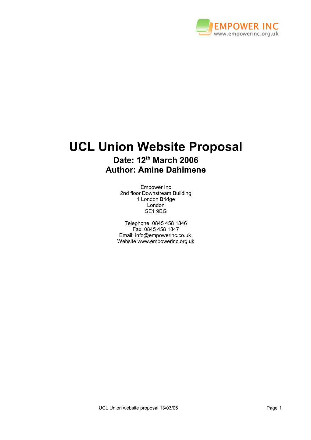 UCL Union Website Proposal