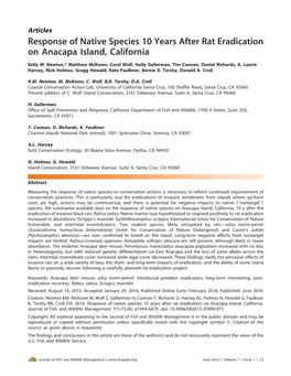 Response of Native Species 10 Years After Rat Eradication on Anacapa Island, California