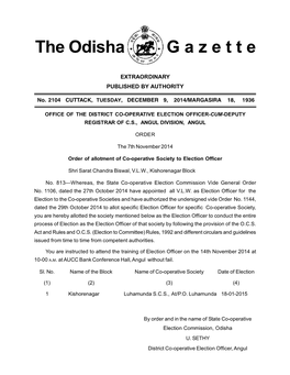 The Odisha G a Z E T T E