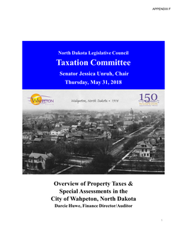 Taxation Committee Senator Jessica Unruh, Chair Thursday, May 31, 2018