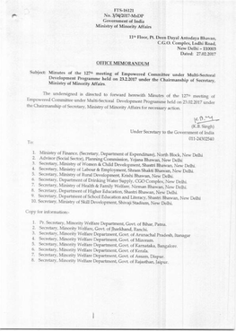 FTS-16121 No. 3/34/2017-Msdp Government of India Ministry of Minority Affairs