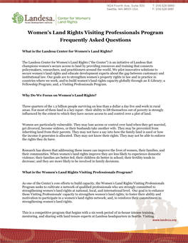 Women's Land Rights Visiting Professionals Program Frequently