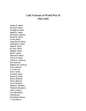 Lehi Veterans of World War II 1941-1945