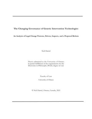 The Changing Governance of Genetic Intervention Technologies