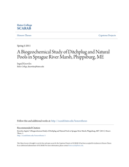 A Biogeochemical Study of Ditchplug and Natural Pools in Sprague River Marsh, Phippsburg, ME Ingrid Knowles Bates College, Iknowles@Bates.Edu