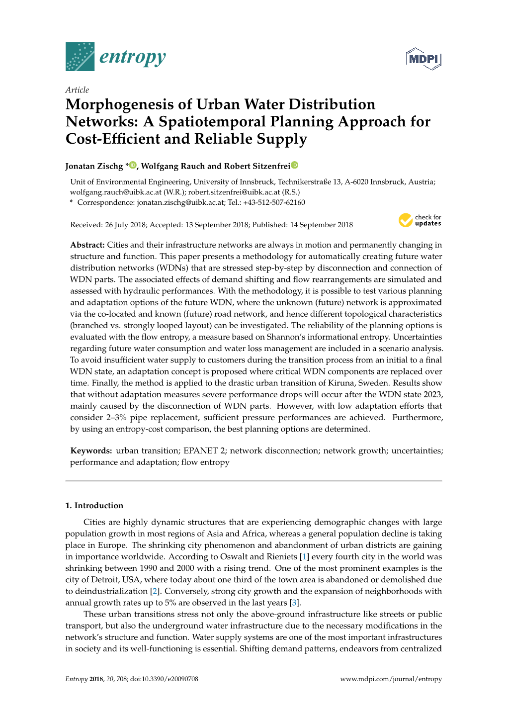 Morphogenesis of Urban Water Distribution Networks: a Spatiotemporal Planning Approach for Cost-Efﬁcient and Reliable Supply