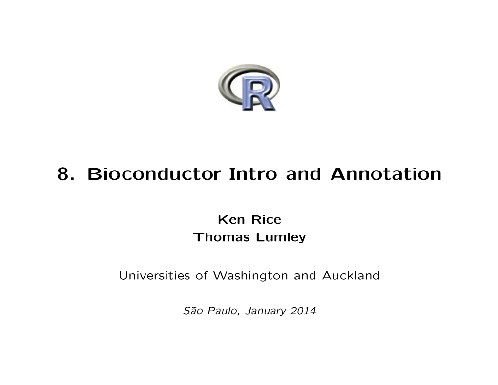 8. Bioconductor Intro and Annotation