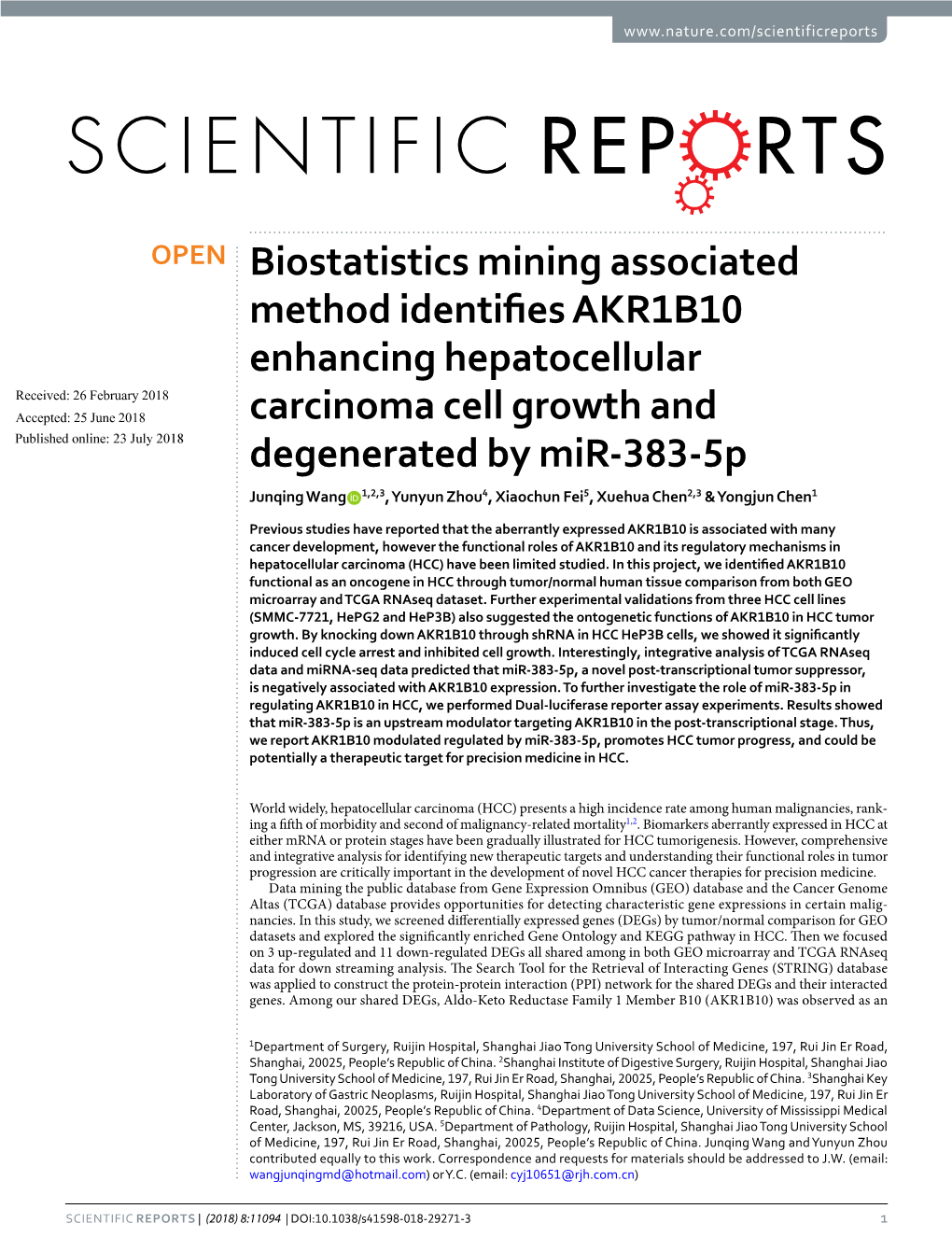 Biostatistics Mining Associated Method Identifies AKR1B10