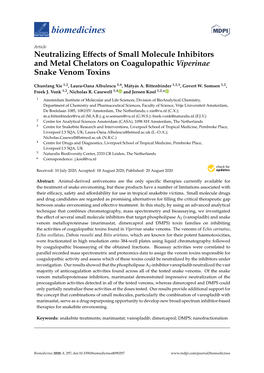 Neutralizing Effects of Small Molecule Inhibitors and Metal