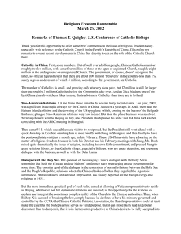 Religious Freedom Roundtable March 25, 2002 Remarks of Thomas