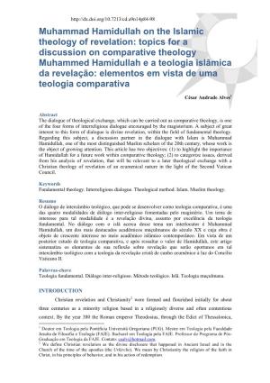 Muhammad Hamidullah on the Islamic Theology of Revelation: Topics for A