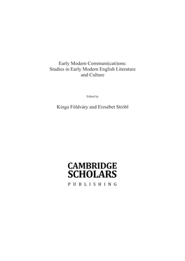 Studies in Early Modern English Literature and Culture Kinga