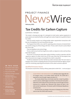 Tax Credits for Carbon Capture by Keith Martin, in Washington