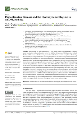 Phytoplankton Biomass and the Hydrodynamic Regime in NEOM, Red Sea