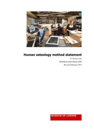 Human Osteology Method Statement N