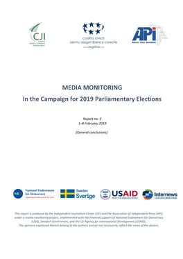 MEDIA MONITORING in the Campaign for 2019 Parliamentary Elections