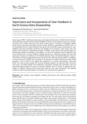 Importance and Incorporation of User Feedback in Earth Science Data