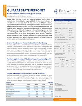 GUJARAT STATE PETRONET a I D Nominal COVID-19 Downturn; Quick Revival