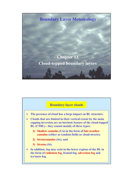 Chapter 13 Cloud-Topped Boundary Layers