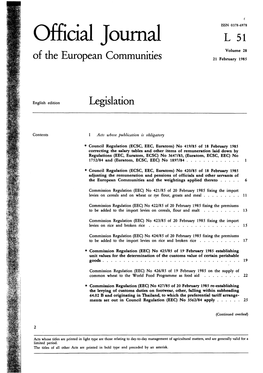 Of the European Communities 21 February 1985