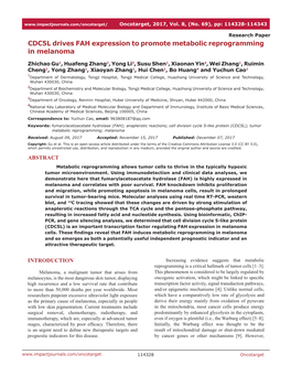 CDC5L Drives FAH Expression to Promote Metabolic Reprogramming in Melanoma