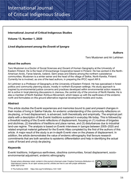 International Journal of Critical Indigenous Studies