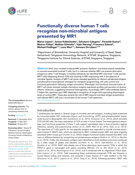 Functionally Diverse Human T Cells Recognize Non-Microbial Antigens Presented By