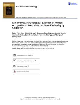 Minjiwarra: Archaeological Evidence of Human Occupation of Australia's