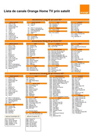 Lista De Canale Orange Home TV Prin Satelit
