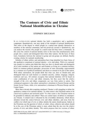 Shulman, Stephen. 2004. 'The Contours of Civic and Ethnic National Identification in Ukraine'
