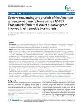 De Novo Sequencing and Analysis of the American Ginseng Root