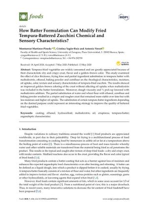 How Batter Formulation Can Modify Fried Tempura-Battered Zucchini Chemical and Sensory Characteristics?
