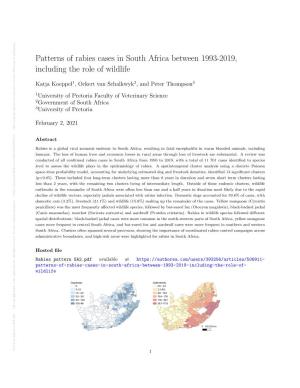 Patterns of Rabies Cases in South Africa Between 1993-2019
