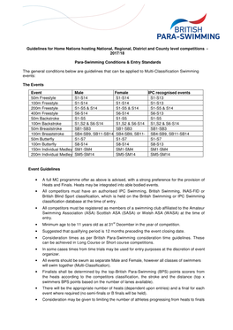 Guidelines for Home Nations Hosting National, Regional, District and County Level Competitions - 2017/18