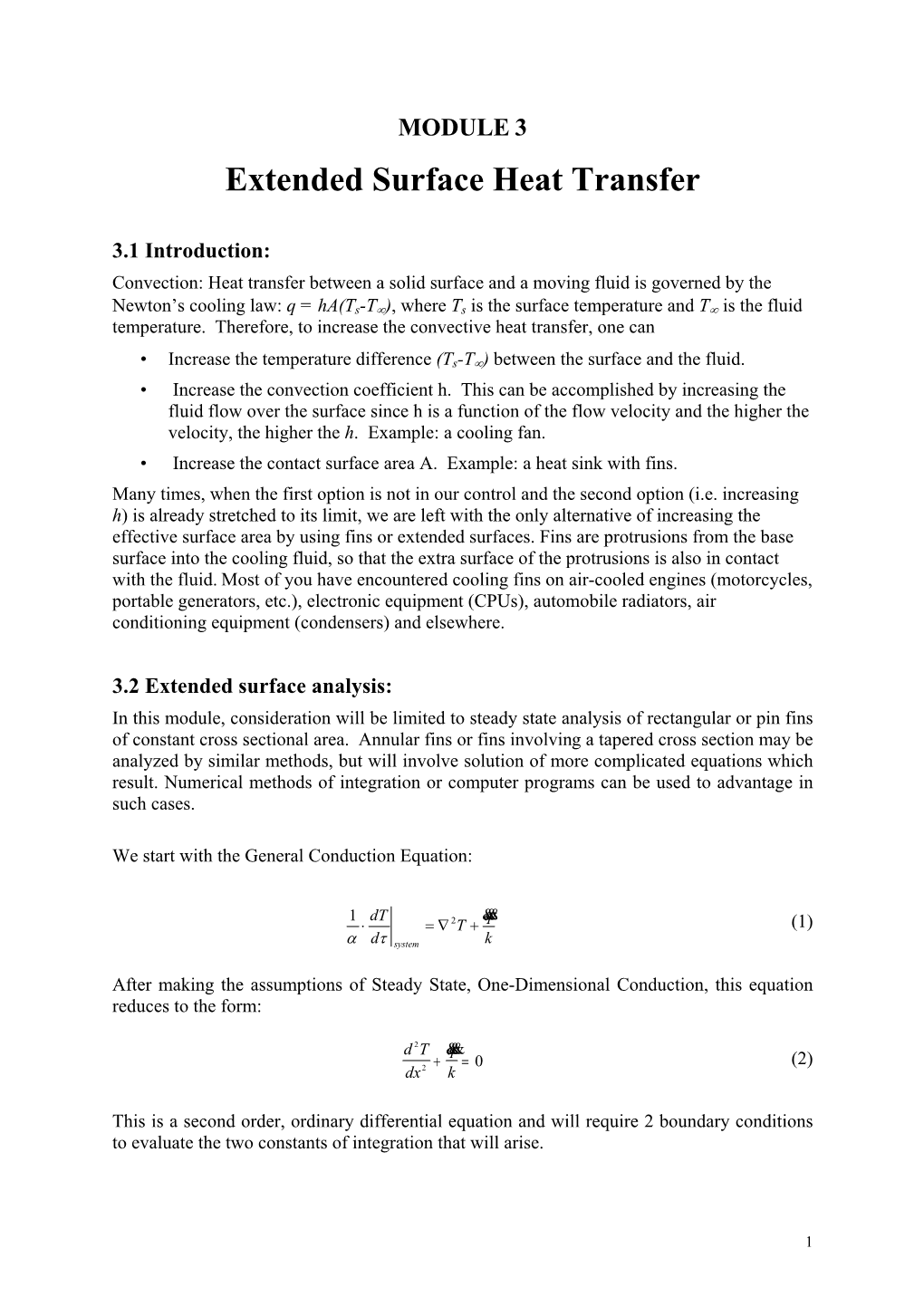 Extended Surface Heat Transfer