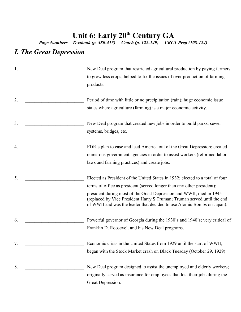 Page Numbers Textbook (P. 380-415) Coach (P. 122-149) CRCT Prep (108-124)