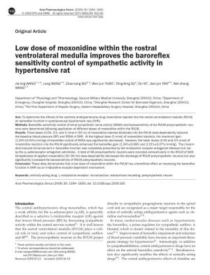 Low Dose of Moxonidine Within the Rostral Ventrolateral Medulla Improves the Baroreflex Sensitivity Control of Sympathetic Activity in Hypertensive Rat