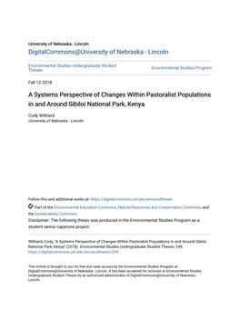 A Systems Perspective of Changes Within Pastoralist Populations in and Around Sibiloi National Park, Kenya