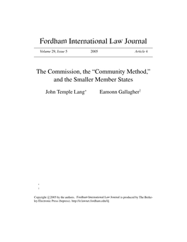 The Commission, the "Community Method," and the Smaller Member States