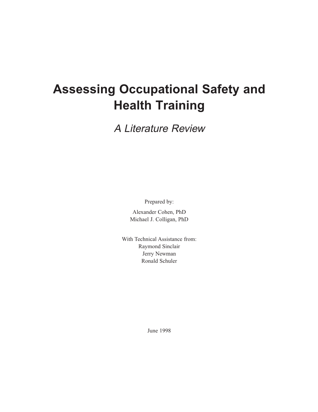 Assessing Occupational Safety and Health Training