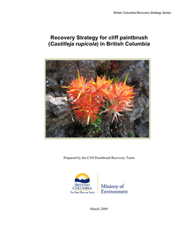 Recovery Strategy for Cliff Paintbrush (Castilleja Rupicola) in British Columbia