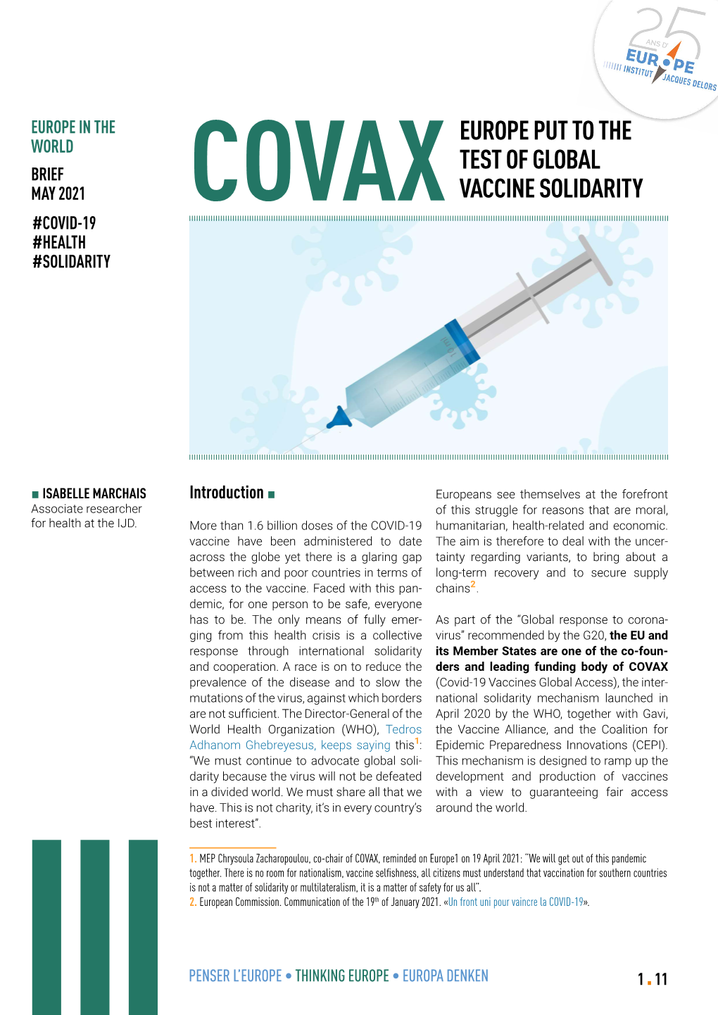 Covaxeurope Put to the Test of Global Vaccine Solidarity