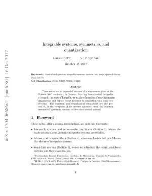 Integrable Systems, Symmetries and Quantization